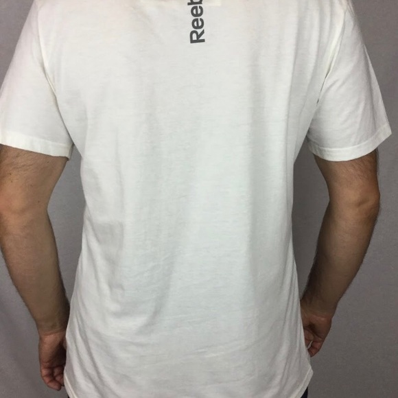 Reebok Off-White(Chalk) with black, grey and red short sleeve crew neck t-shirt - Picture 2 of 2